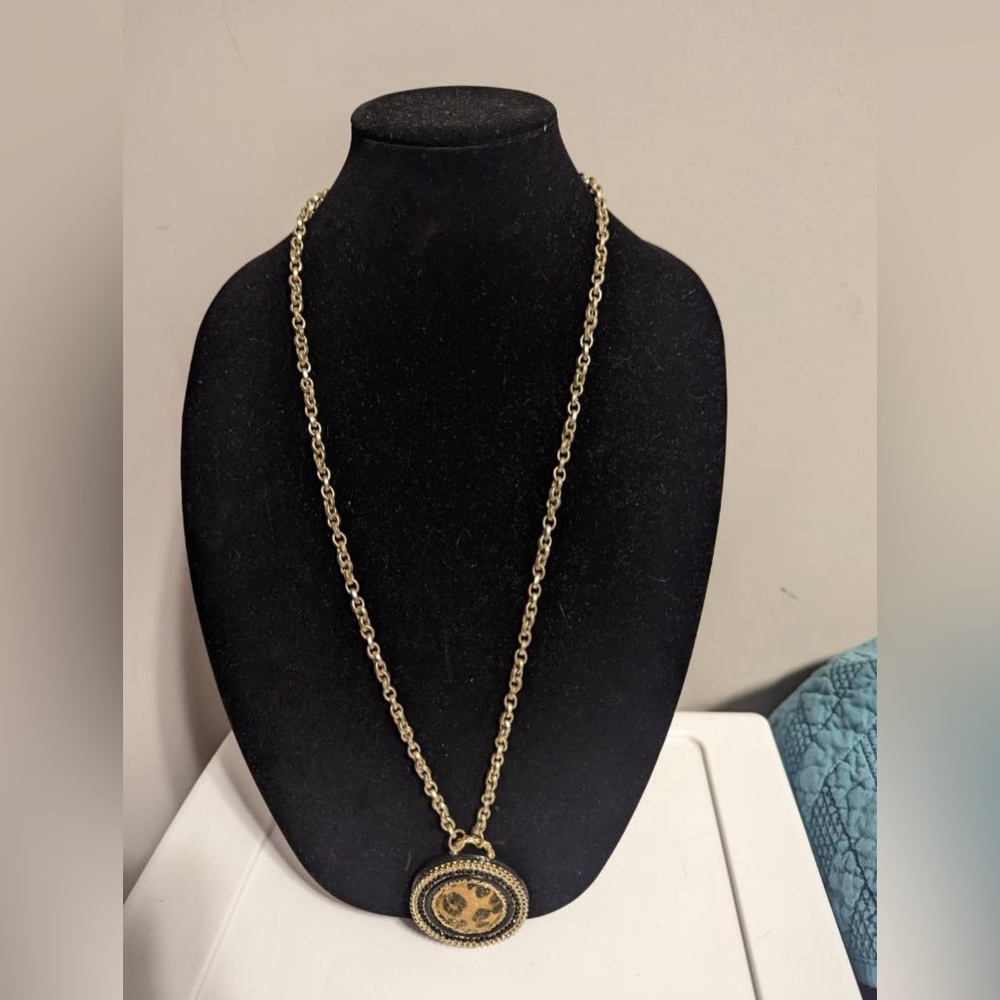 Chicos Cheetah Print Pendant Necklace